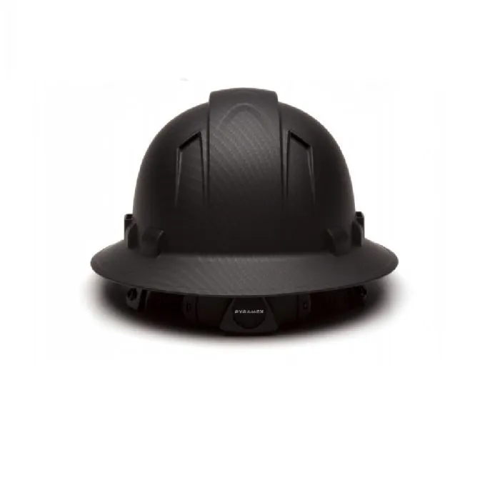 Pyramex Ridgeline HP54117V 4 Point Vented Ratchet Full Brim Hard Hat, Graphite Pattern, Black, One Size, 1 Each