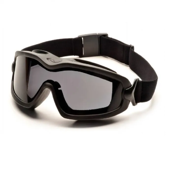 Pyramex V2G Plus GB6420SDT Dual Lens Safety Goggles, Black Temples and Strap, Gray H2X Anti Fog Lens, One Size, 1 Each