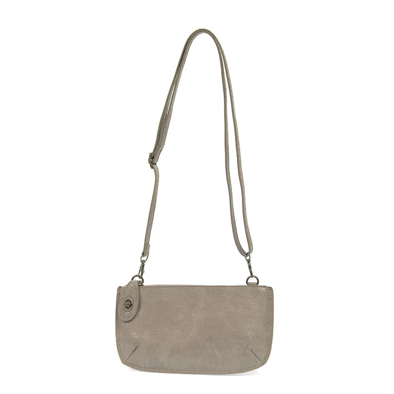 Python Mini Crossbody Wristlet Clutch, Smoke Grey