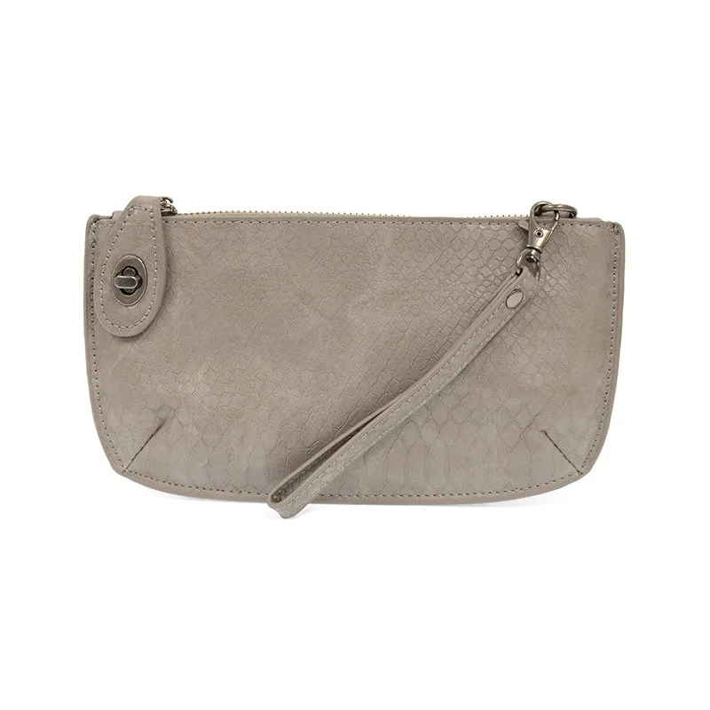 Python Mini Crossbody Wristlet Clutch, Smoke Grey