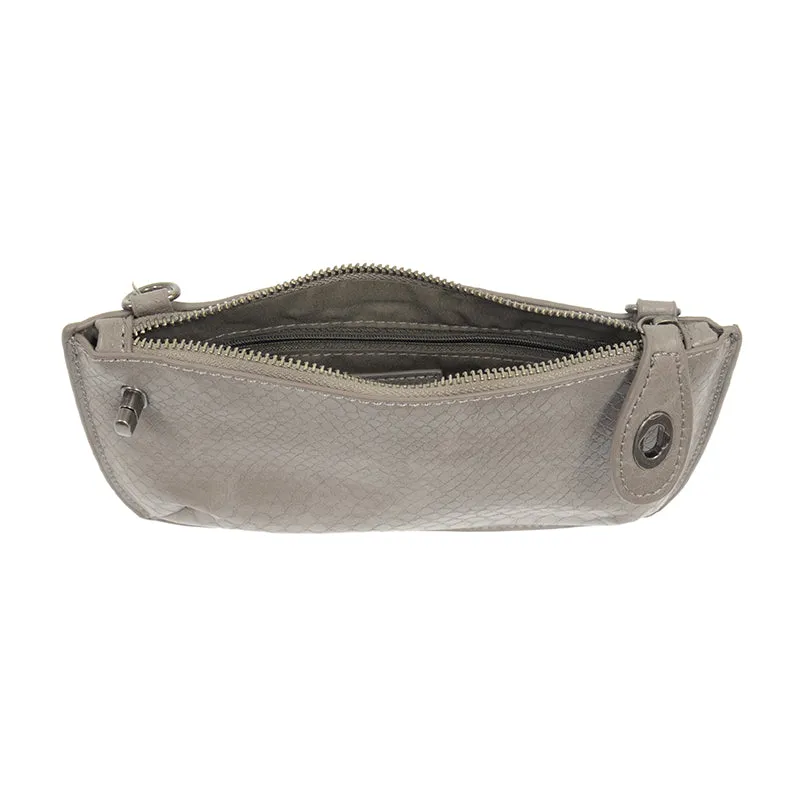 Python Mini Crossbody Wristlet Clutch, Smoke Grey