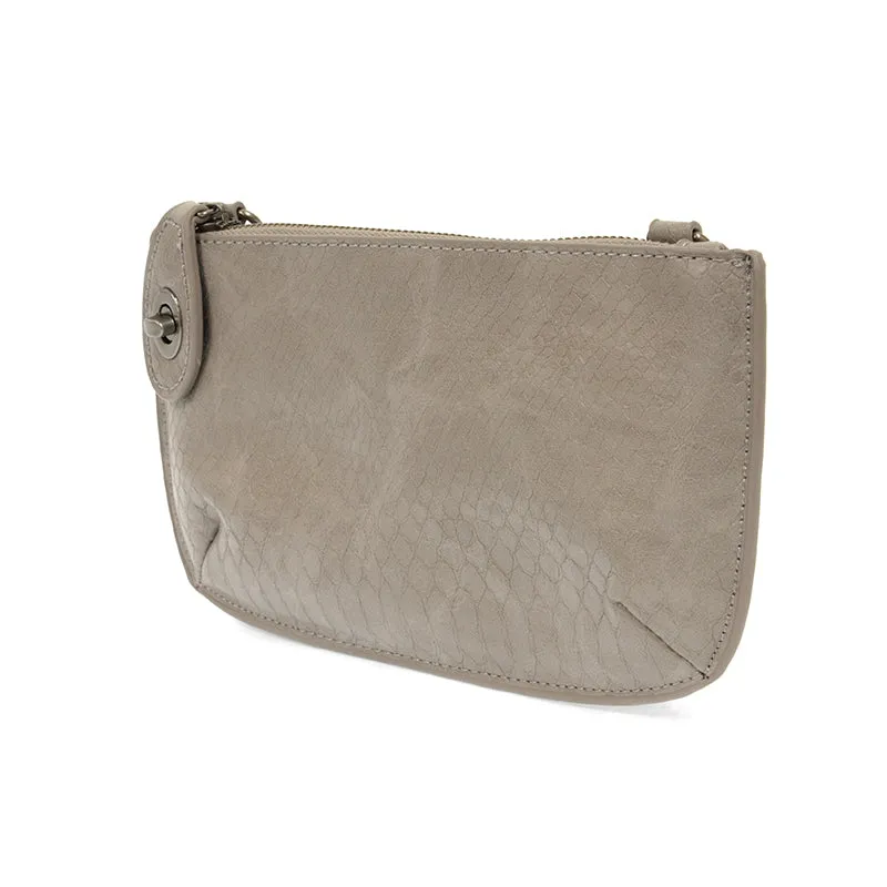 Python Mini Crossbody Wristlet Clutch, Smoke Grey