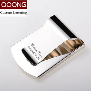 QOONG 2017 Custom Lettering 3 Color Slim Pocket Money Cash Clip Clamp Double Sided Credit Card Holder Bottle Opener QZ40-006