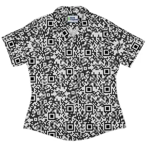 QR Codes Curvy Button Up Shirt