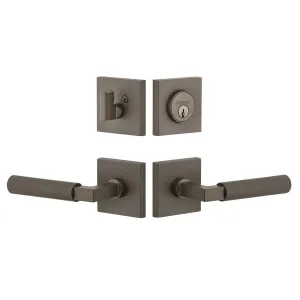 Quadrato Leather Rosette Entry Set with Contempo Lever in Titanium Gray