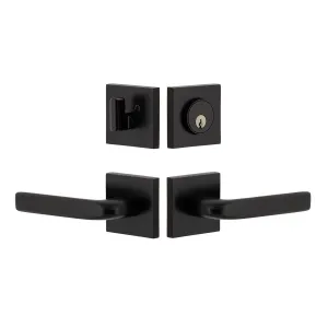 Quadrato Rosette Entry Set with Bella Lever in Satin Black