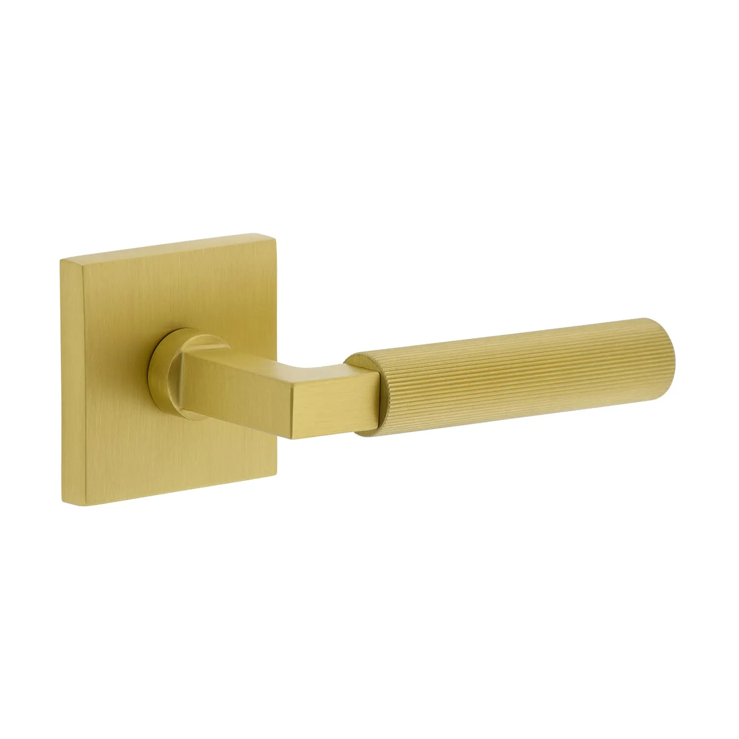 Quadrato Rosette with Contempo Fluted Lever in Satin Brass