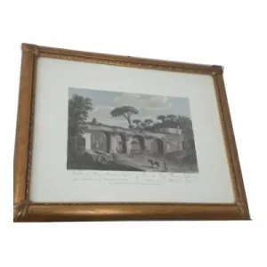 Quadro Stampa Napoli I Ponti Rossi Acquerello Cornice Oro 45x36cm Naples