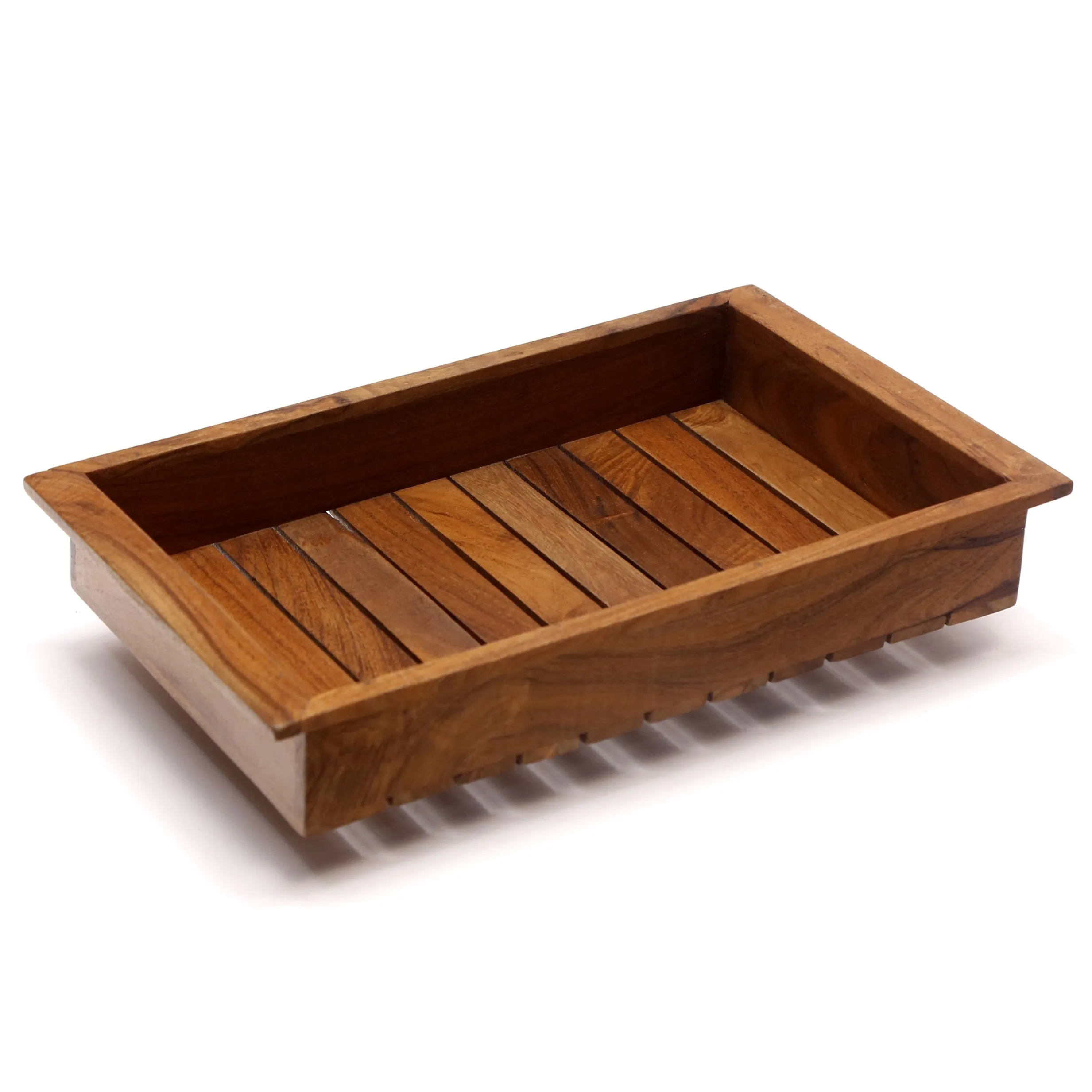 Quaint Wooden Stripe Tray Set - Set of 3