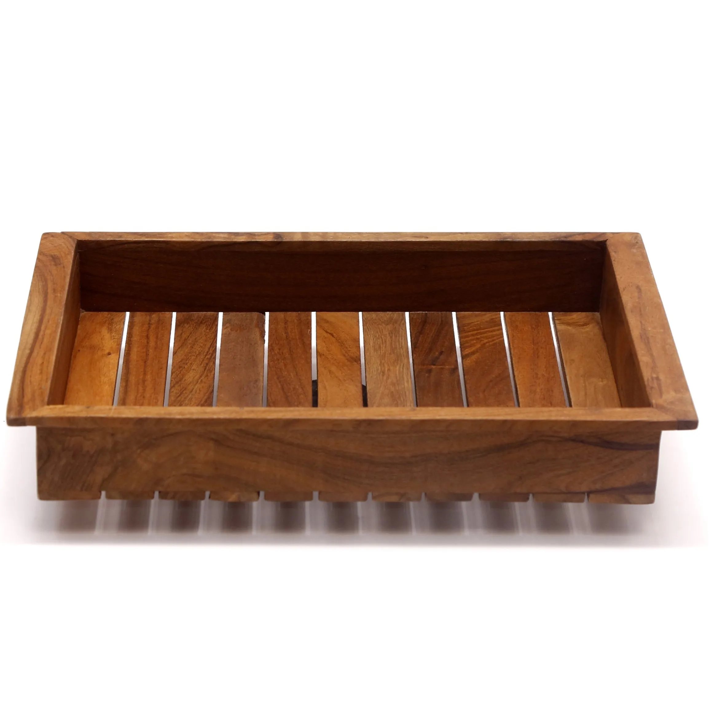 Quaint Wooden Stripe Tray Set - Set of 3