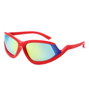 Quanta - Sporty Geometric Rectangle Wrap-Around  Sunglasses