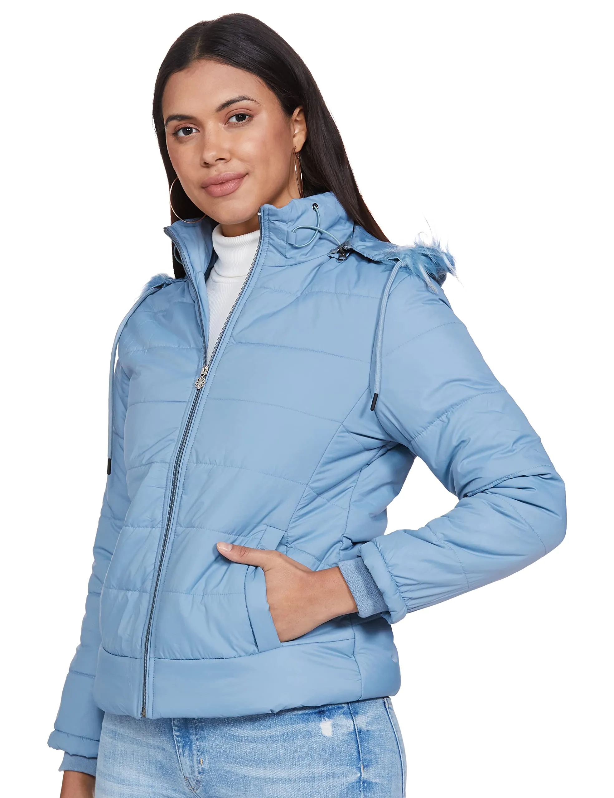 Qube By Fort Collins Women's Parka Coat (17471Q_Trade Blue_Medium)