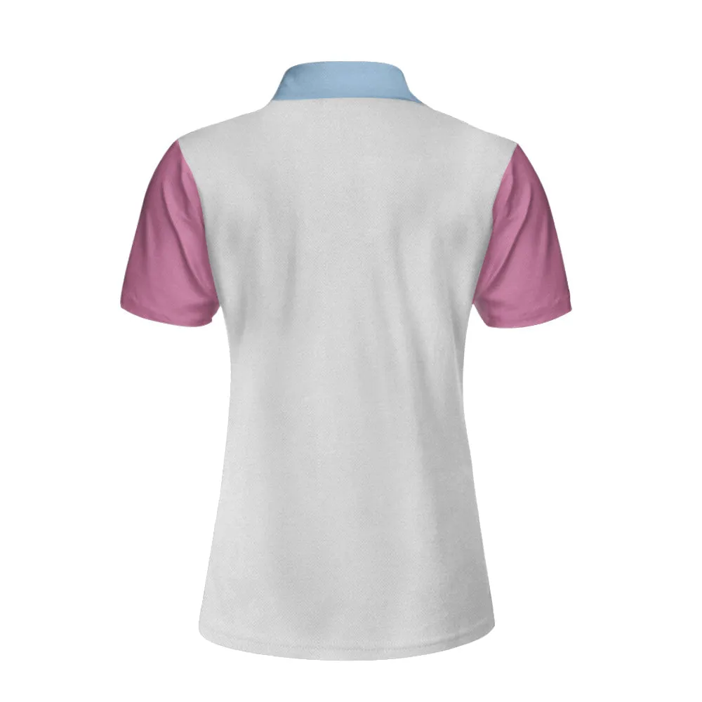 Queen Of The Lanes Pink And Blue Bowling Short Sleeve Women Polo Shirt, Bowling Shirt For Ladies Coolspod