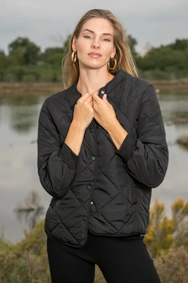 Queencii – Marion Quilted Jacket Black