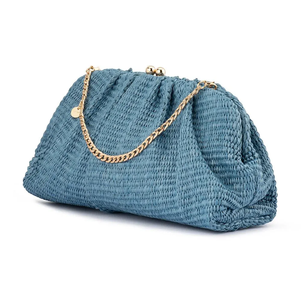 Queenie Woven Clutch in Blue