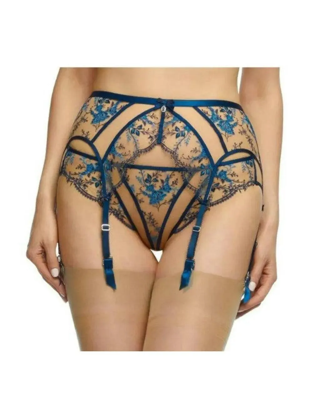 Queens' Blue Femmoiselle Suspender Garter Belt