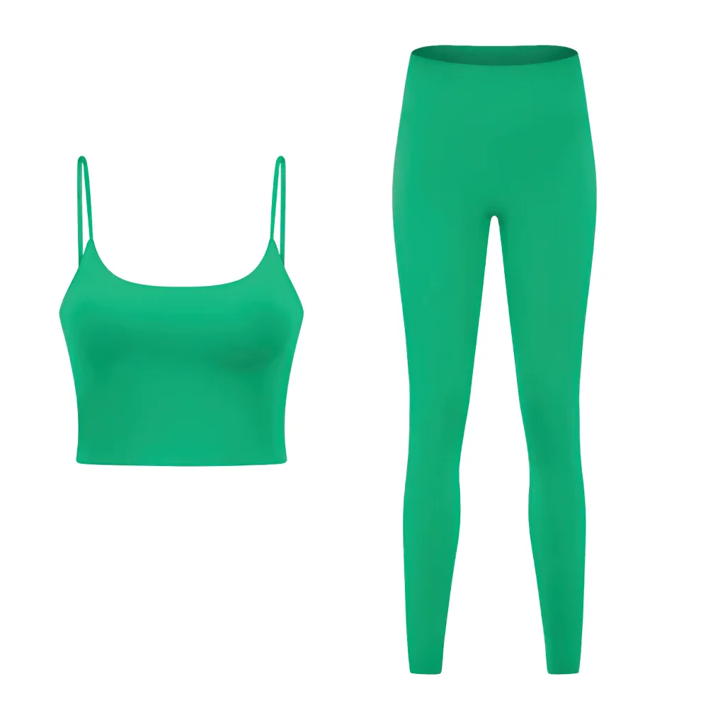 Quick Dry Solid Color Sleeveless Yoga Set - SF2144