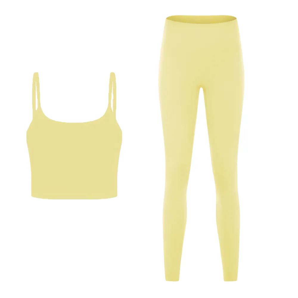 Quick Dry Solid Color Sleeveless Yoga Set - SF2144