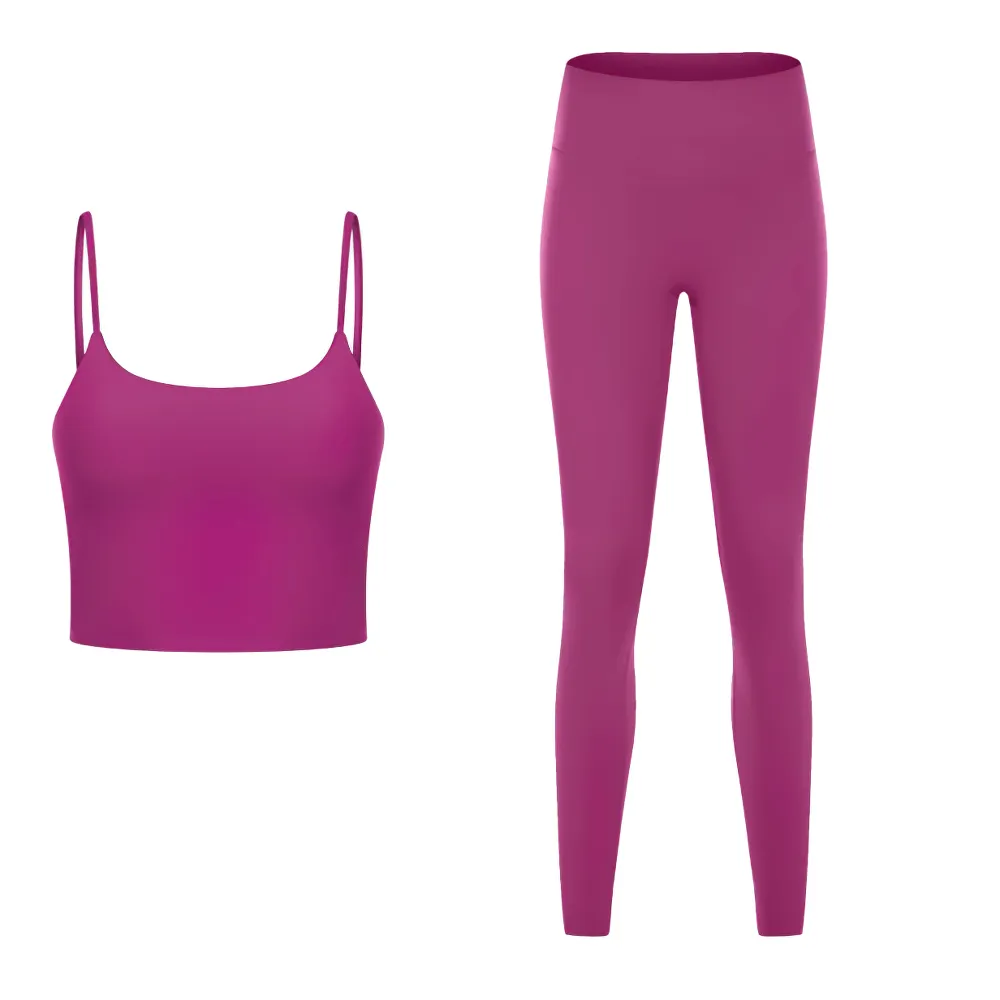 Quick Dry Solid Color Sleeveless Yoga Set - SF2144