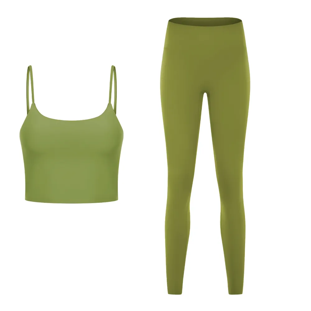 Quick Dry Solid Color Sleeveless Yoga Set - SF2144