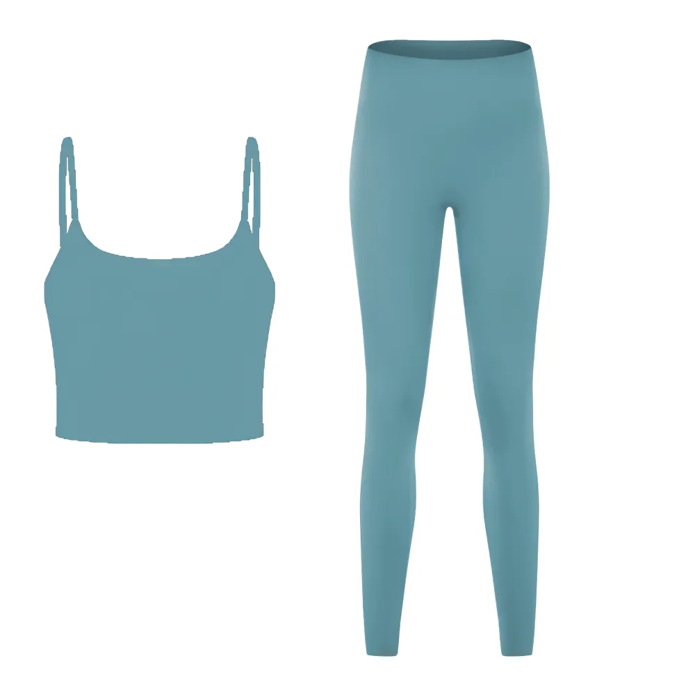 Quick Dry Solid Color Sleeveless Yoga Set - SF2144