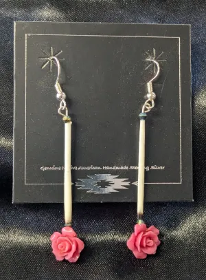 Quill Dangle Earrings w/ Flower