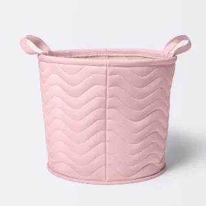 Quilted Fabric Large Round Storage  Basket - Light Pink - Cloud Island