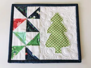 Quilted Mug Rug, Mini Christmas Tree Quilt