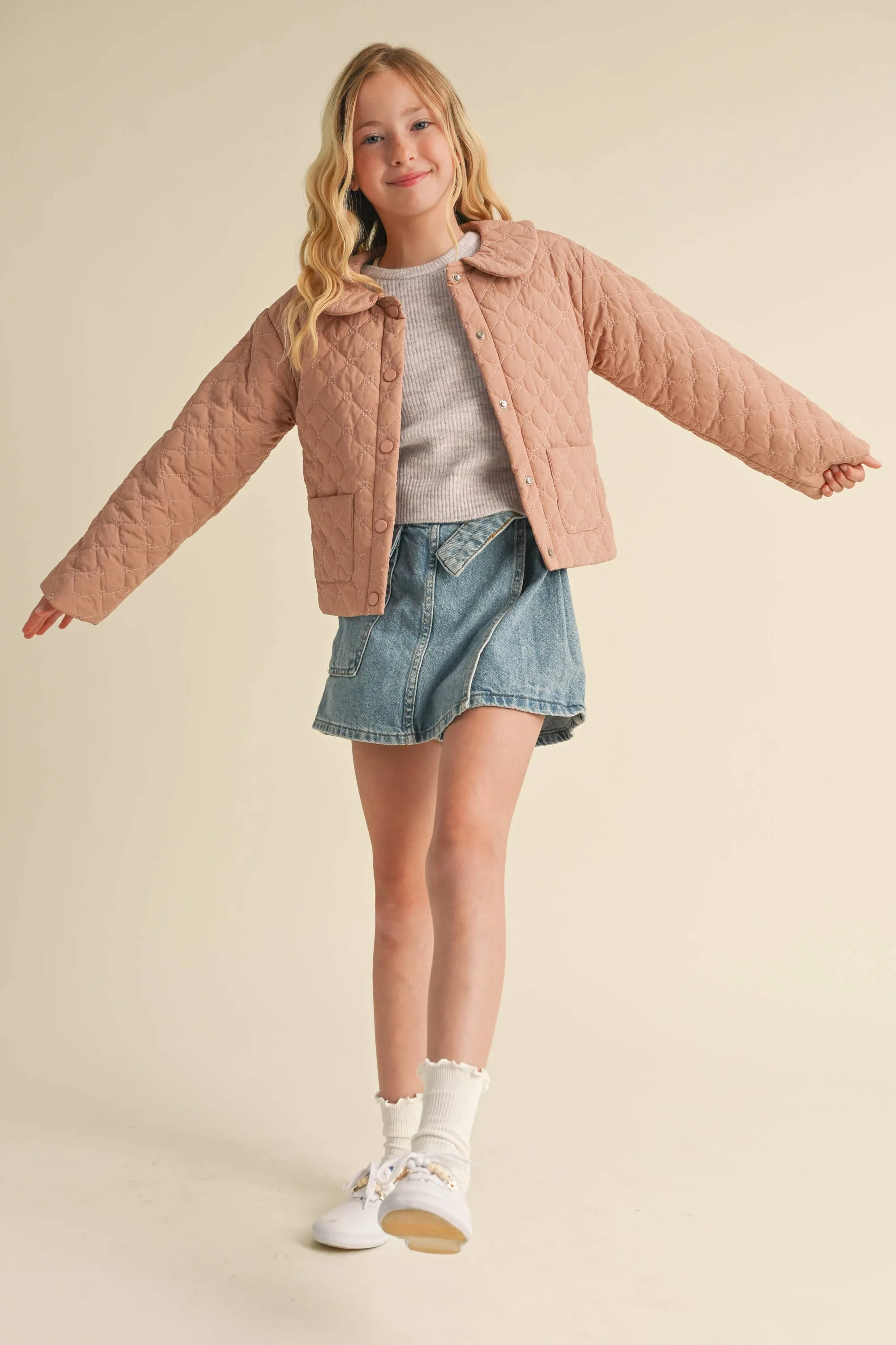 Quilted Puff Jacket- Dusty Rose