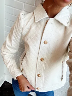 QUILTED PUFF SHOULDER BLAZER