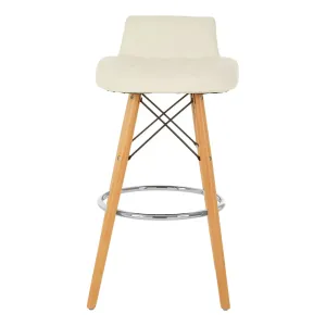 Quilted White Soft Faux Leather Effect Bar Stool with Beechwood and Chrome Legs