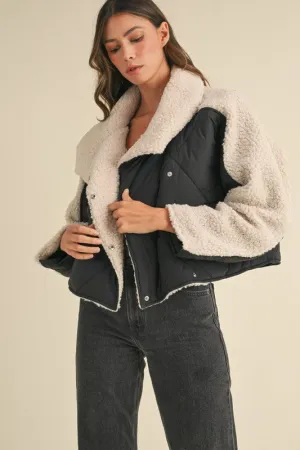 Quilted With Fluffy Shearling Jacket