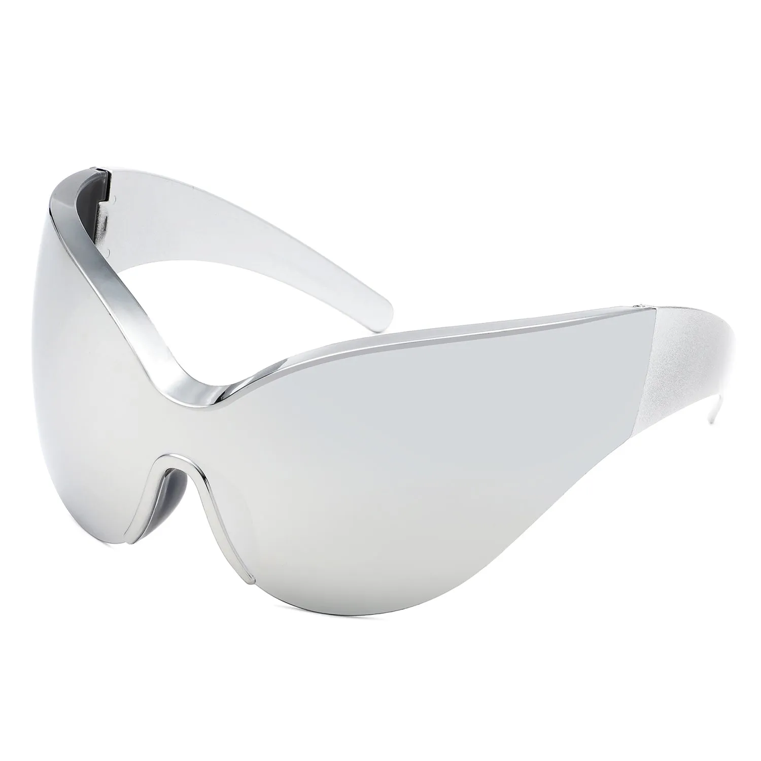 Quirk - Futuristic Oversized Shield Wrap Around Tinted Sunglasses