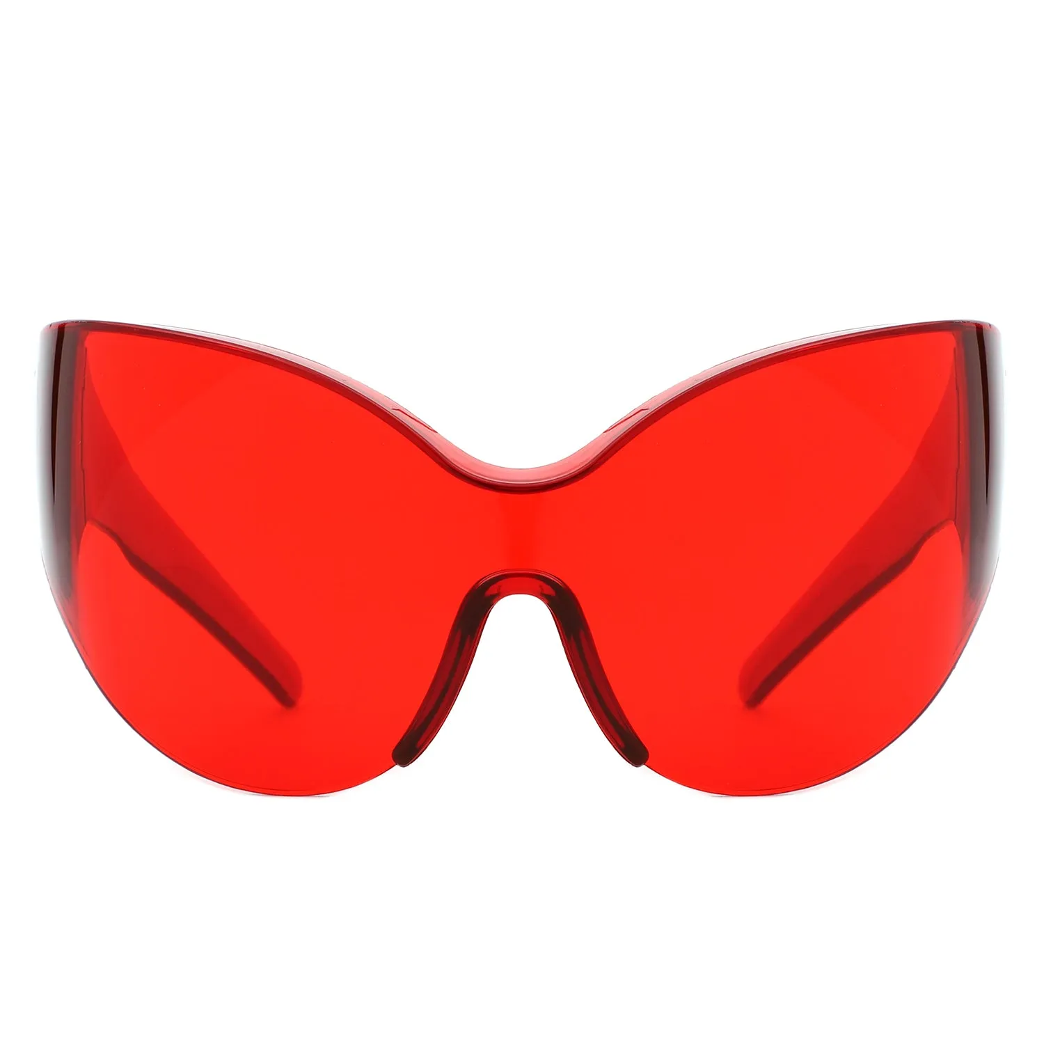 Quirk - Futuristic Oversized Shield Wrap Around Tinted Sunglasses