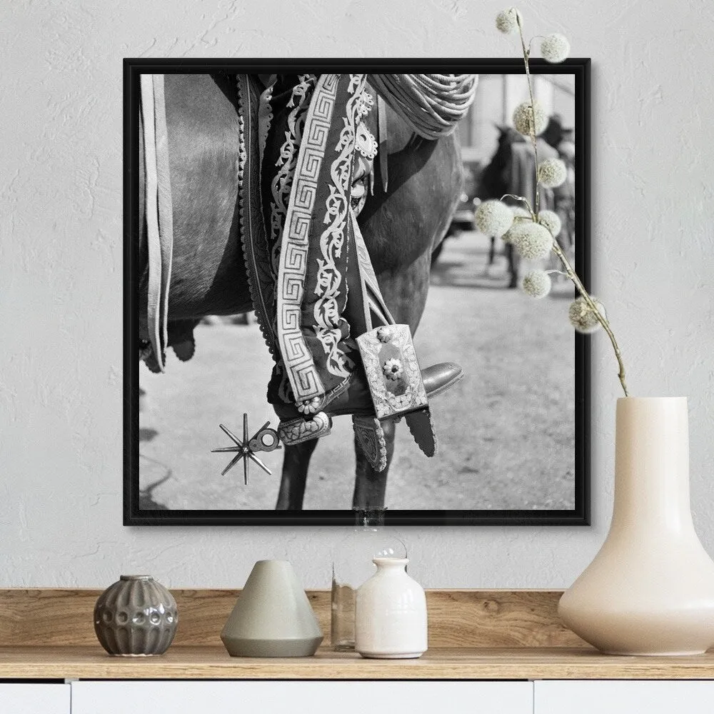 "1930's Detail Of Traditional Charro Cowboy Costume" Black Float Frame Canvas Art - Multi