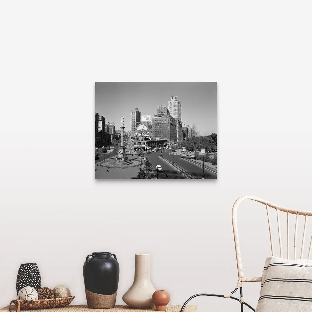 "1950's Columbus Circle Looking North Manhattan New York City USA" Canvas Wall Art