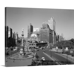 "1950's Columbus Circle Looking North Manhattan New York City USA" Canvas Wall Art