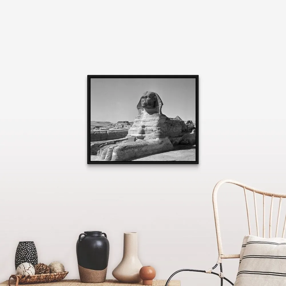 "1950's The Sphinx At The Giza Pyramids Cairo Egypt" Black Float Frame Canvas Art