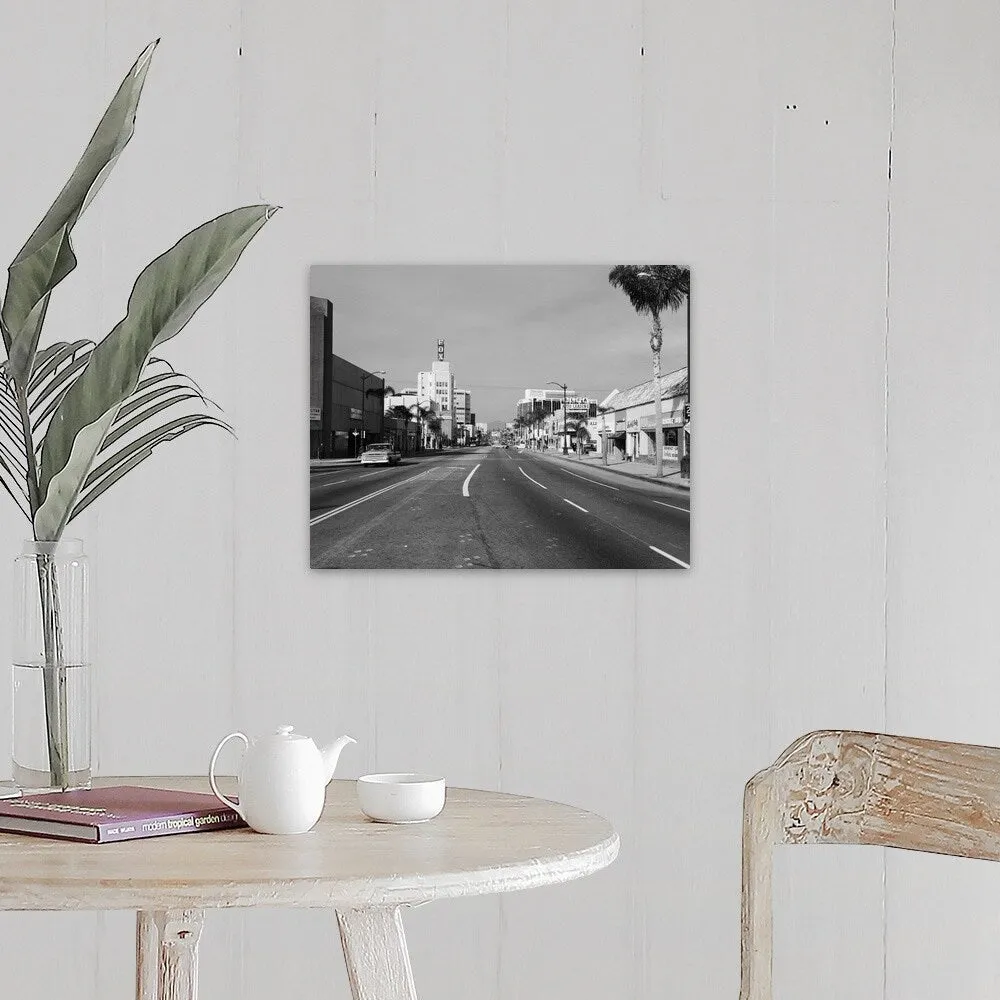 "1960's Street Scene West Wilshire Blvd Los Angeles, California USA" Canvas Wall Art