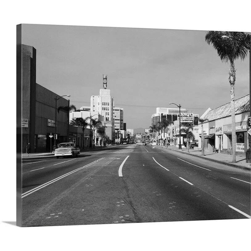 "1960's Street Scene West Wilshire Blvd Los Angeles, California USA" Canvas Wall Art