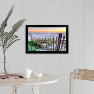 "A beach fence at sunset on Hilton Head Island, South Carolina." Black Framed Print