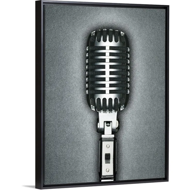 "A Classic microphone" Black Float Frame Canvas Art