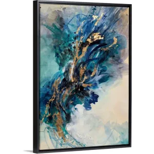 "Accumulation Of Gold II" Black Float Frame Canvas Art