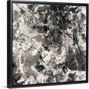 "Achromic Whispers III" Black Float Frame Canvas Art