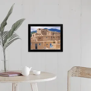 "Adobe village, Rio Grande" Black Framed Print