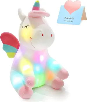 "Adorable LED Light-Up Unicorn: Soft Plush Night Light for Kids"