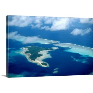 "Aerial view of Honikulu Pass and Faioa Island, south end of Wallis lagoon" Canvas Wall Art