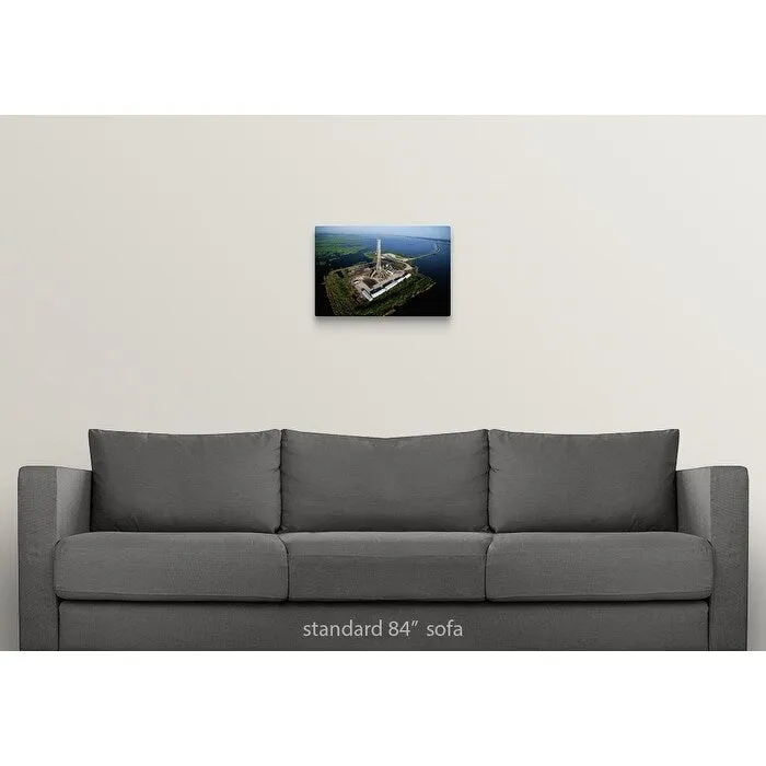 "Aerial View of Oil Drilling Platform in Marsh" Canvas Wall Art