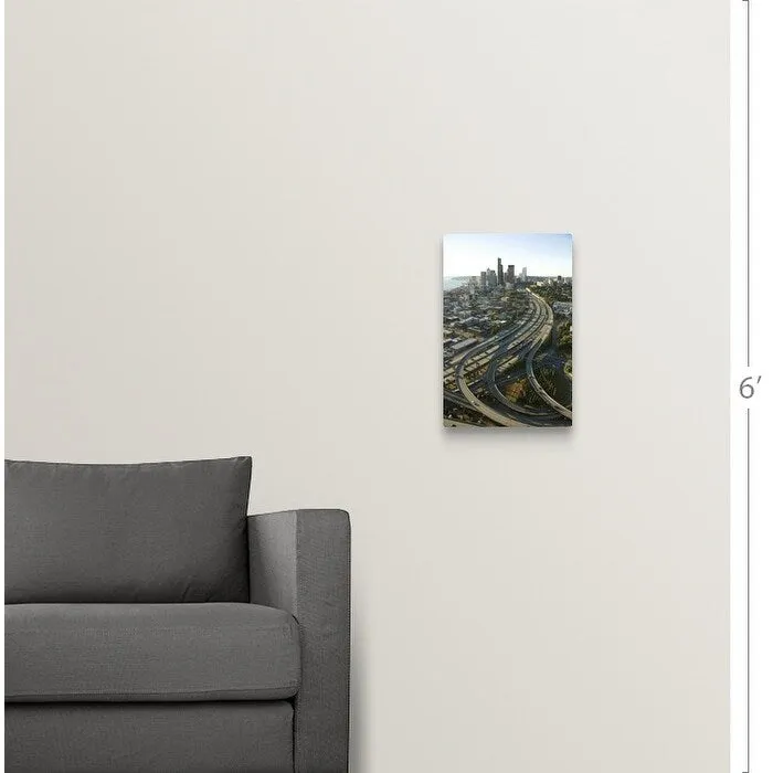 "Aerial view of Seattle freeways and downtown" Canvas Wall Art