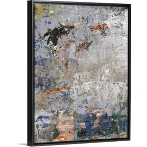 "Aged Wall II" Black Float Frame Canvas Art